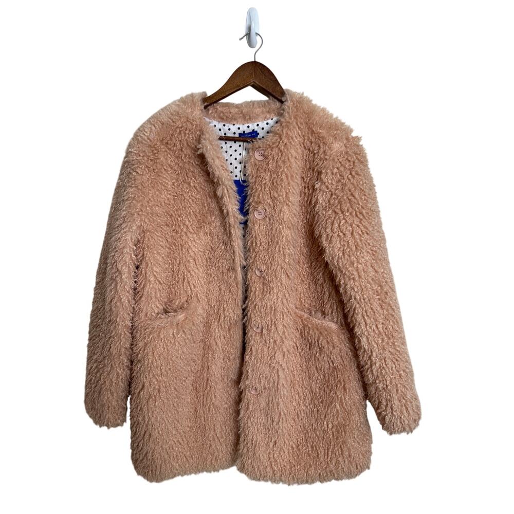 Maison Me Blush Faux Fur Shaggy Teddy Coat size S NWT